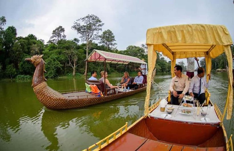 Angkor Bike tour & Gondola Sunset Boat - The Dragon Boat Sunset on a Historic Canal