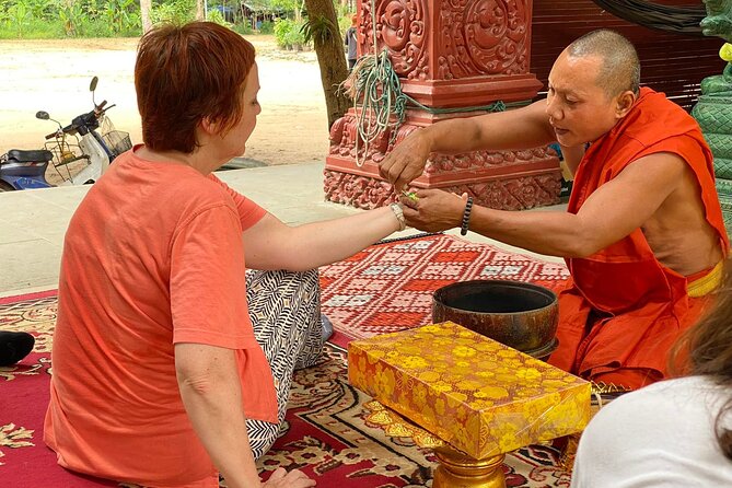 Buddhist Monastery with Monks Water Blessing - From Siem Reap hotel to the pagoda: private, short, and flexible