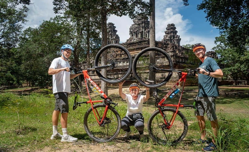 Cycle Angkor Backroad Bike Tour / E-Bike or Tuk Tuk - Angkor Thom and Bayon: elephant carvings and the faces you can’t forget
