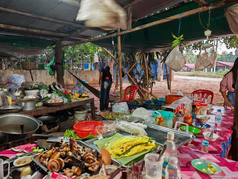 Siem Reap: Monk Blessings and Village Life Scooter Tour - Sticky rice cakes and a real home visit